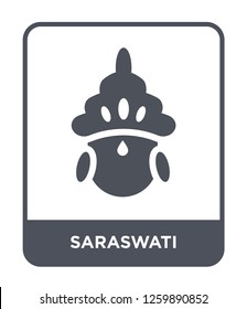 saraswati icon vector on white background, saraswati trendy filled icons from India and holi collection, saraswati simple element illustration