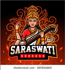 Saraswati mascot. esport logo design