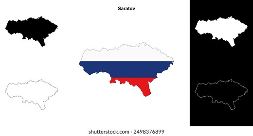 Conjunto de mapa de contorno en blanco de Saratov
