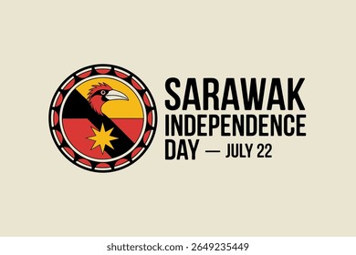 Sarawak flag inspired circular badge vector with independence day text and date july 22 patriotic celebration