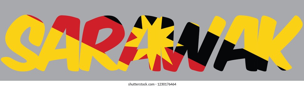 Sarawak State Of Malaysia Text With Flag