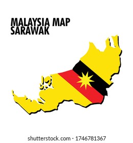 Sarawak State Map Of Malaysia Country with black shadow. EPS10