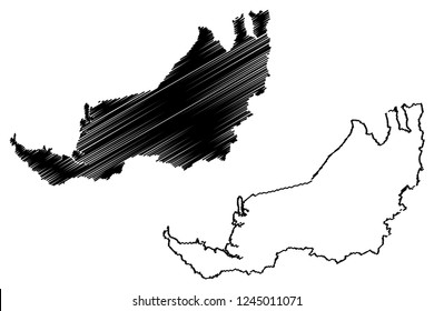 Sarawak (States and federal territories of Malaysia, Federation of Malaysia) map vector illustration, scribble sketch Sarawak map