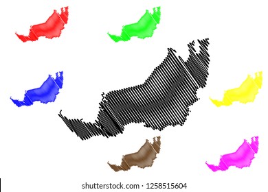 Sarawak (States and federal territories of Malaysia, Federation of Malaysia) map vector illustration, scribble sketch Sarawak map