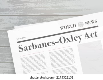 Ley Sarbanes-Oxley - Ley federal de los Estados Unidos para proteger a los inversores. Ilustración de concepto vectorial de titulares de periódicos.