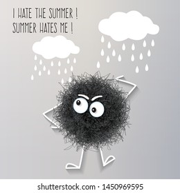 Sarcasm summer banner with fluffy black creature