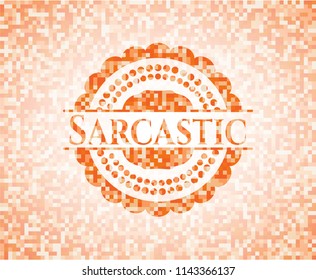 Sarcastic abstract orange mosaic emblem