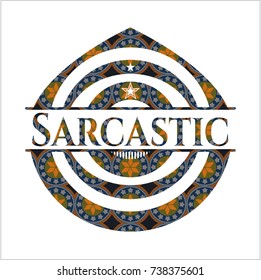 Sarcastic arabesque style badge. arabic decoration.