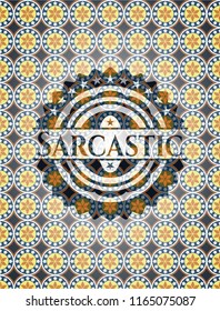 Sarcastic arabic badge. Arabesque decoration.