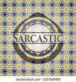 Sarcastic arabic badge background. Arabesque decoration.