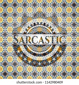 Sarcastic arabic style badge. Arabesque decoration.