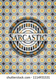 Sarcastic arabic style emblem. Arabesque decoration.