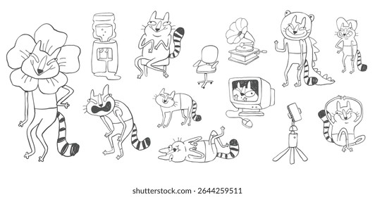 Sarcastic Cats – Hand Drawn Funny Minimal Illustrations	