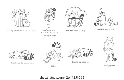 Sarcastic Cats – Hand Drawn Funny Minimal Illustrations	
