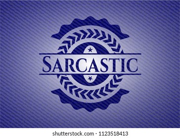Sarcastic emblem with jean high quality background