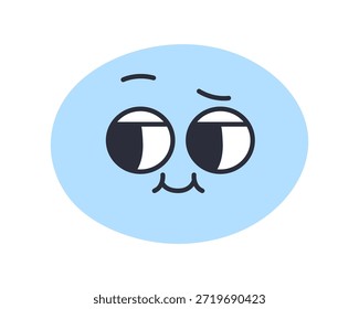 Emojis sarcásticos, expressão facial crítica. Personagem com olho lateral, olhando de lado com sarcasmo, sobrancelha levantada, sorriso de ironia, emoção cética. Ilustração de vetor plano isolada no plano de fundo branco
