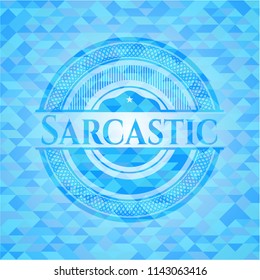 Sarcastic light blue emblem with mosaic background