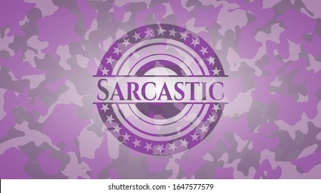 Sarcastic pink and purple on camo pattern. Vector Illustration. Detailed.