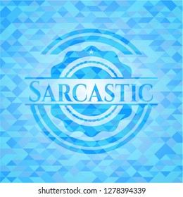 Sarcastic sky blue emblem with mosaic background