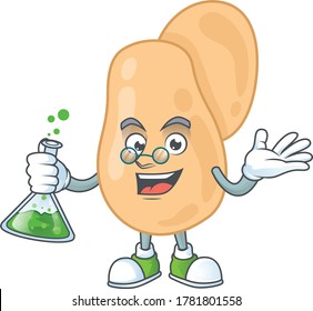 Sarcina genius Professor Cartoon character holding glass tube. Vector illustration