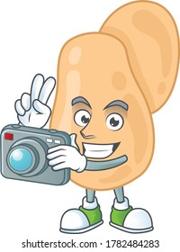 Sarcina photographer mascot design concept using an expensive camera. Vector illustration