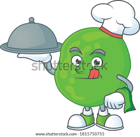A sarcina ventriculli chef cartoon mascot design with hat and tray. Vector illustration Stock photo © 
