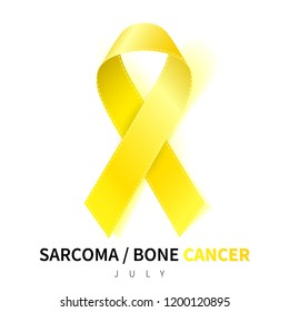 Sarcoma Awareness Week. Realistic Yellow ribbon symbol. Medical Design. Vector illustration.