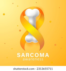 Sarcoma awareness. Yellow ribbon and bone awareness