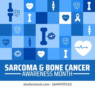 Sarcoma e câncer ósseo Mês de conscientização padrão geométrico forma padrão fundo banner ou modelo de design cartaz. observado todos os anos em julho. Conceito de férias. Use para qualquer modelo, cartão, cartaz, cartaz.