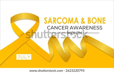 Sarcoma and Bone Cancer Awareness Month Observed annually in July. Realistic ribbon and bone banner poster background design template. Bone Cancer Day Concept. connective tissues, such as fat, muscle.