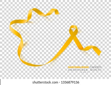 Semana de sensibilización sobre el sarcoma y el cáncer de huesos. Cinta De Color Amarillo Aislada En Fondo Transparente. Plantilla De Diseño Del Vector Para El Afiche.