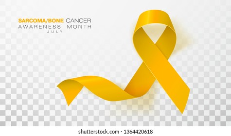 Sarcoma and Bone Cancer Awareness Week. Yellow Color Ribbon Isolated On Transparent Background. Vector Design Template For Poster.