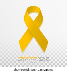 Sarcoma and Bone Cancer Awareness Week. Yellow Color Ribbon Isolated On Transparent Background. Vector Design Template For Poster.