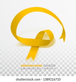 Sarcoma and Bone Cancer Awareness Week. Yellow Color Ribbon Isolated On Transparent Background. Vector Design Template For Poster.