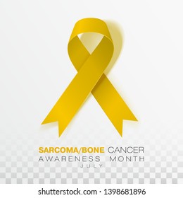 Sarcoma and Bone Cancer Awareness Week. Yellow Color Ribbon Isolated On Transparent Background. Vector Design Template For Poster. Illustration.