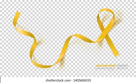 Sarcoma and Bone Cancer Awareness Week. Yellow Color Ribbon Isolated On Transparent Background. Vector Design Template For Poster. Illustration.