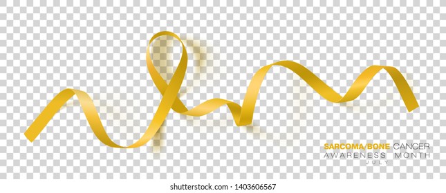 Sarcoma and Bone Cancer Awareness Week. Yellow Color Ribbon Isolated On Transparent Background. Vector Design Template For Poster. Illustration.