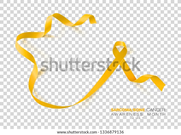 Sarcoma and Bone Cancer Awareness Week. Yellow\
Color Ribbon Isolated On Transparent Background. Vector Design\
Template For Poster.