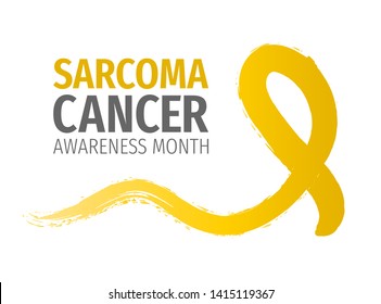 Sarcoma Cancer Awareness Month banner. Hand drawn awareness yellow ribbon. 