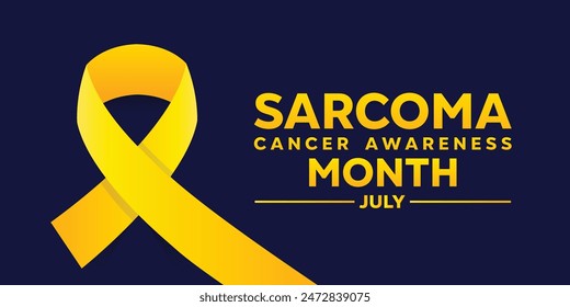 Sarcoma Cancer Awareness Month. Gold ribbon. Great for cards, banners, posters, social media and more. Dark blue background. 