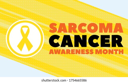 Sarcoma Cancer Awareness Month in July. Poster Design. Stroke Yellow Ribbon. Medical poster, card, banner design. Vector EPS10