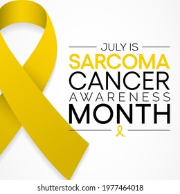 Sarcoma cancer awareness month is observed every year in July, it is a type of cancer that begins in bone or in the soft tissues of the body, including cartilage, fat, muscle. Vector illustration.