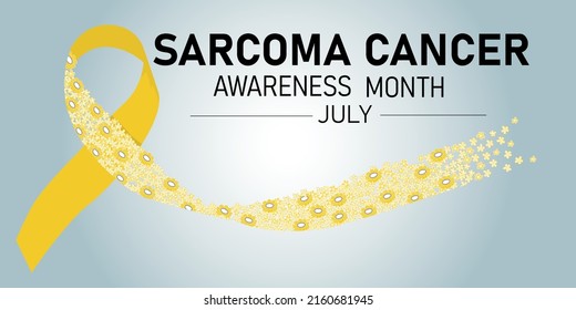 Sarcoma Cancer Ribbon. Horizontal Illustration Of Ribbon With Flowers