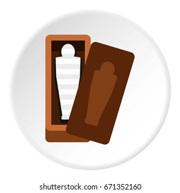 Sarcophagus of an Egyptian mummy icon in flat circle isolated vector illustration for web