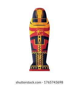 Sarcophagus of Egyptian Pharaoh Flat Style Vector Illustration on White Background