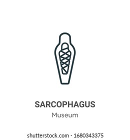 Sarcophagus outline vector icon. Thin line black sarcophagus icon, flat vector simple element illustration from editable museum concept isolated stroke on white background