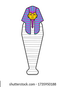 Sarcophagus of pharaoh isolated. Burial Ancient Egyptian King
