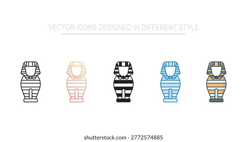 Sarcophagus Vector Icon Set Illustration