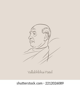 sardar vallabhbhai patel line drawing vector illustration