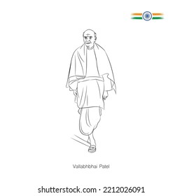 sardar vallabhbhai patel line drawing vector illustration